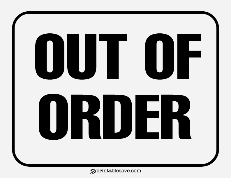 Printable Out Of Order Sign with Border